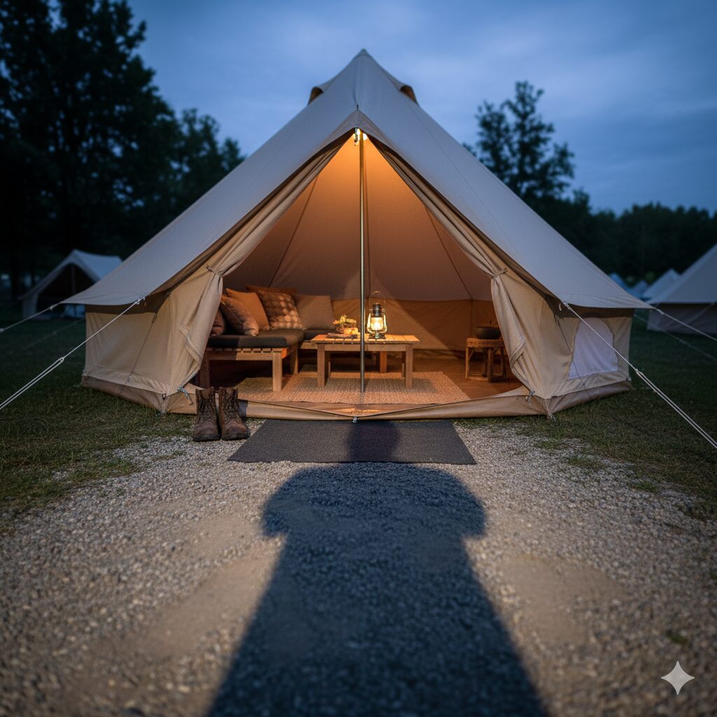 キャンプサイトを横切る行為は明確なマナー違反でありプライベート空間の侵害といえます