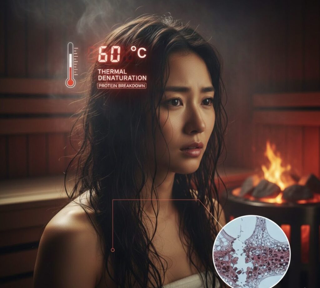 サウナで髪の毛がパサパサになる原因は「熱変性」の科学