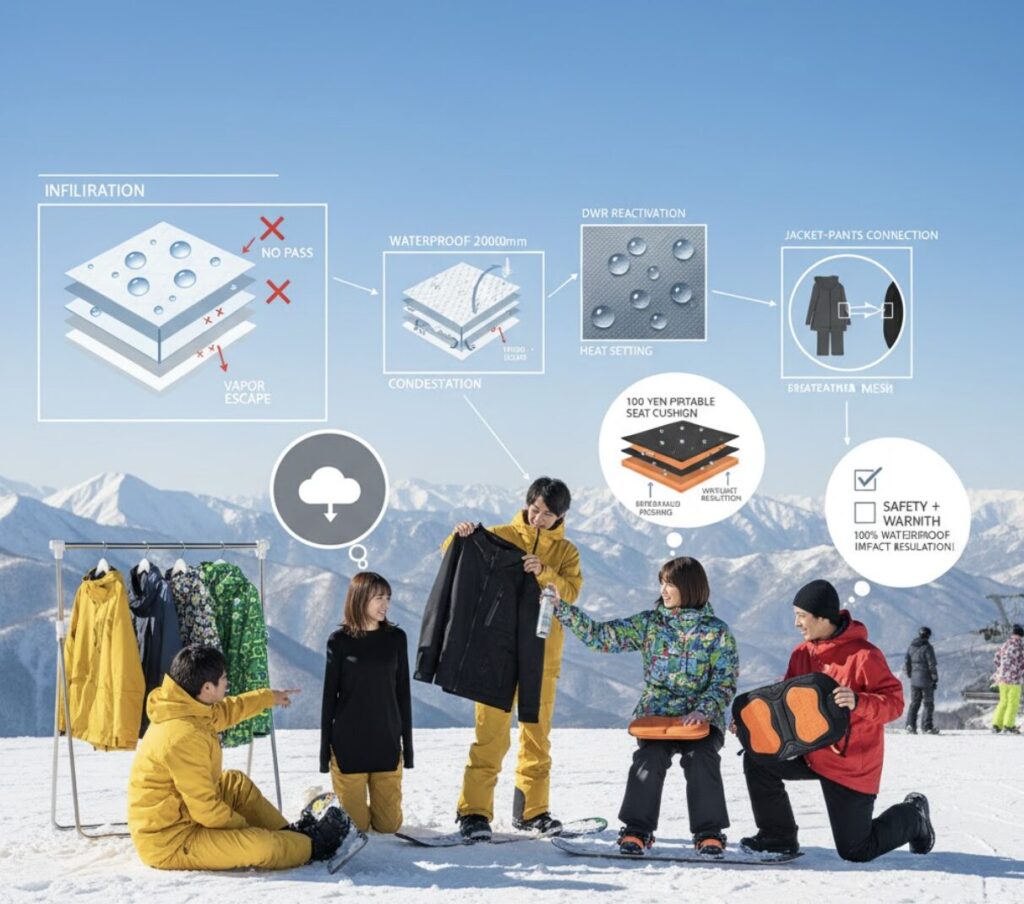 スノボでおしりが濡れる悩み解決!4つの原因と最強の対策