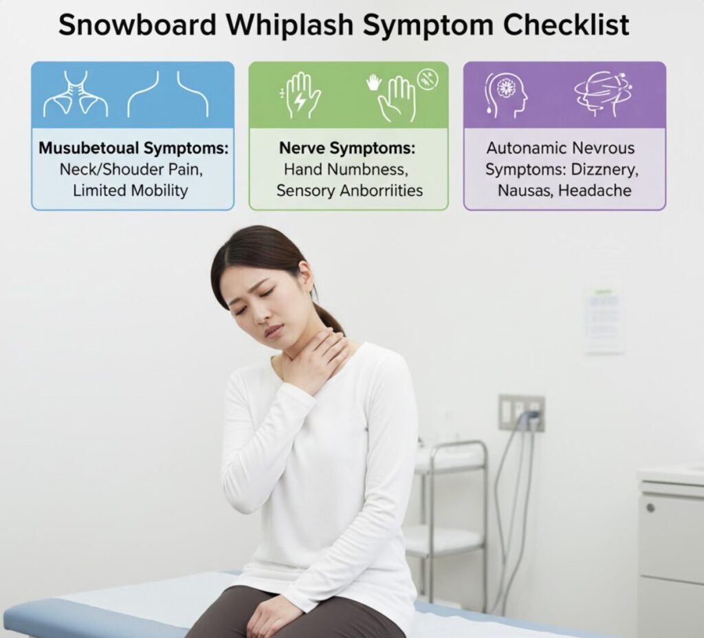 転倒して首が痛い！スノボむちうちの症状チェックリスト