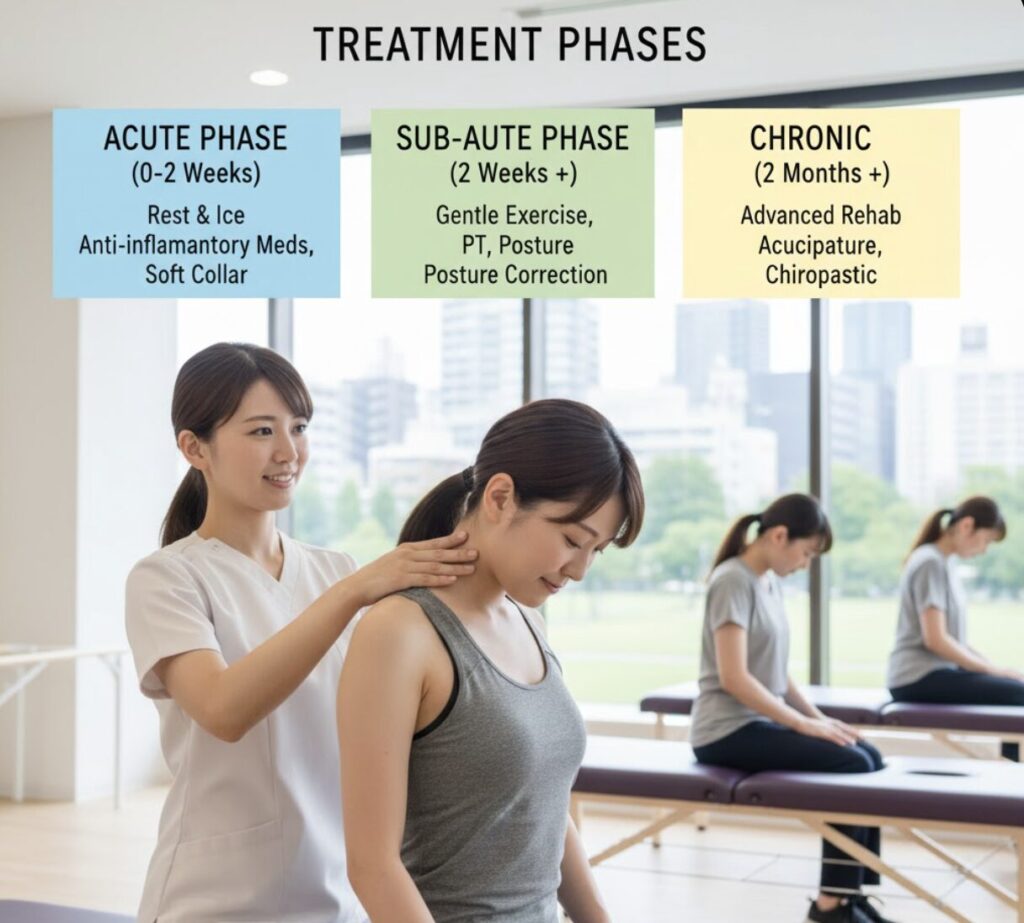 むちうちを早く治すための段階別治療とリハビリ期間