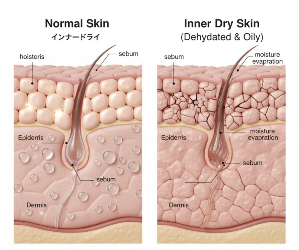時間が経つと毛穴が黒くなる根本原因「インナードライ」とは